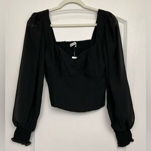NWT Abercrombie & Fitch Black Long Sleeve Blouse
